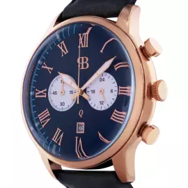 Наручные кварцевые часы Русское время сине-золотистые с темно-синим ремешком