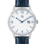 Russian Time Quartz Wristwatch in white and silver with dark blue strap