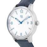 Russian Time Quartz Wristwatch in white and silver with dark blue strap