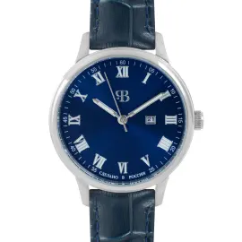 Наручные кварцевые часы Русское время сине-серебристые с темно-голубым ремешком