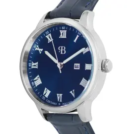 Наручные кварцевые часы Русское время сине-серебристые с темно-голубым ремешком