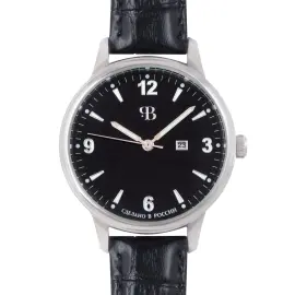 Наручные кварцевые часы Русское время черно-серебристые с черным ремешком