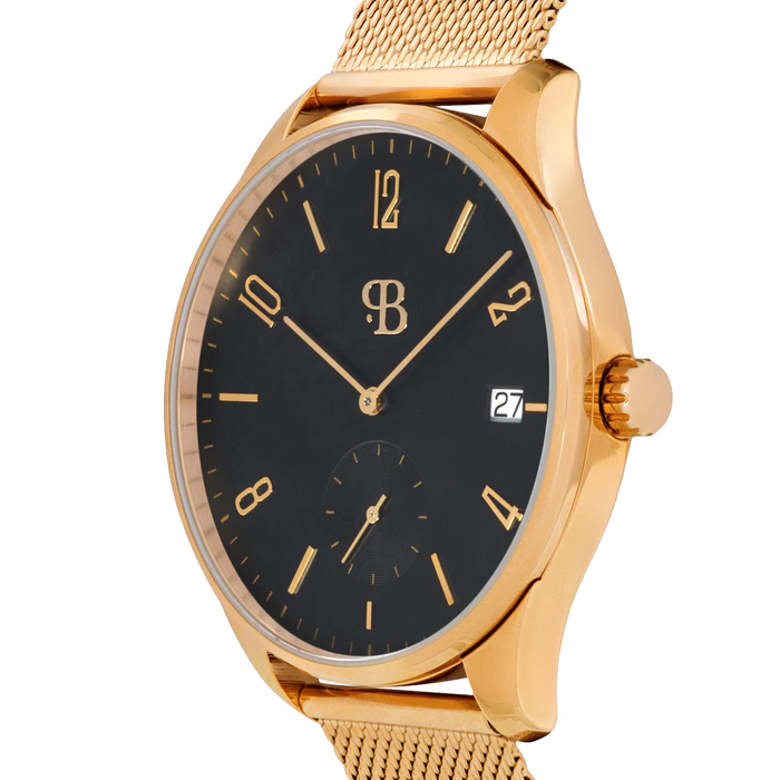 Quartz Wristwatch Russian Time black and gold