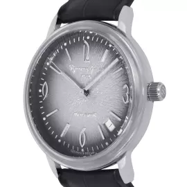 Наручные механические часы Русское время серебристые с черным ремешком