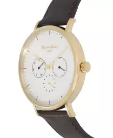 Наручные кварцевые часы Русское время бело-золотистые с коричневым ремешком