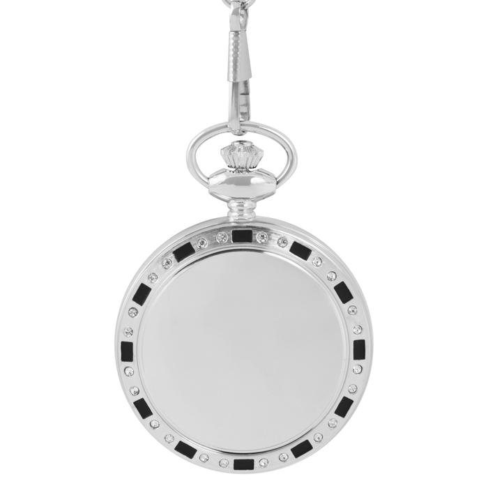 Pocket Quartz watch Russian Time white and silver