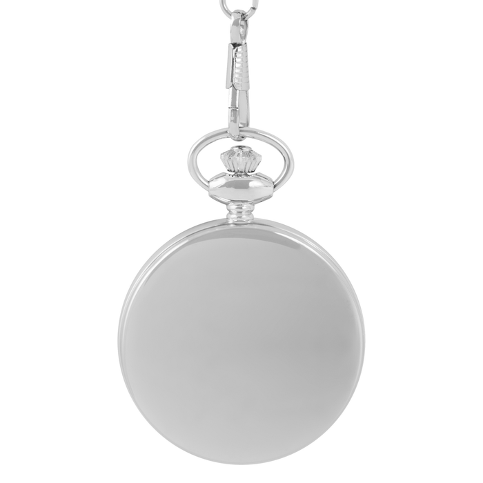 Pocket Quartz watch Russian Time white and silver