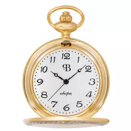 Карманные кварцевые часы Русское время бело-золотистые, комбинированное желтое золото