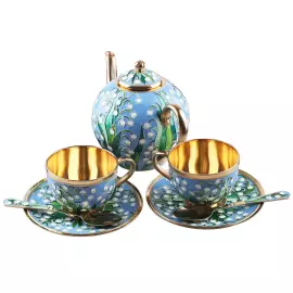 Сервиз чайный серебряный "Ландыши" на 2 персоны, 7 предметов