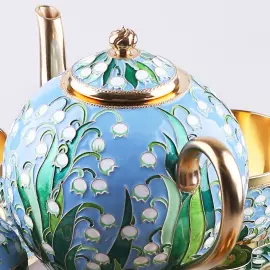 Сервиз чайный серебряный "Ландыши" на 2 персоны, 7 предметов