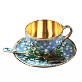 Сервиз чайный серебряный "Ландыши" на 2 персоны, 7 предметов