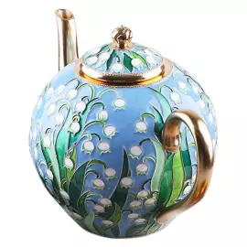 Сервиз чайный серебряный "Ландыши" на 2 персоны, 7 предметов