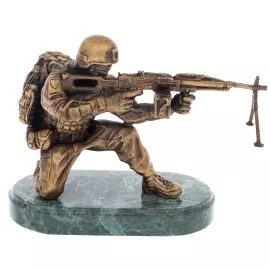 Скульптура из бронзы "Спецназовец с пулеметом"