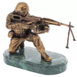 Скульптура из бронзы "Спецназовец с пулеметом"