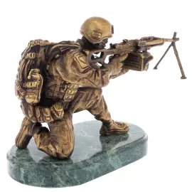 Скульптура из бронзы "Спецназовец с пулеметом"