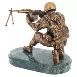 Скульптура из бронзы "Спецназовец с пулеметом"