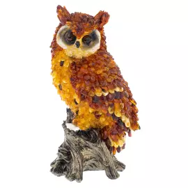 Скульптура из янтаря "Сова на пне"