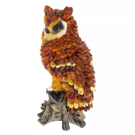 Скульптура из янтаря "Сова на пне"