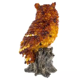 Скульптура из янтаря "Сова на пне"