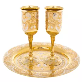 Wine set of 2 glasses on a plate, Zlatoust