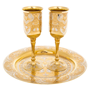 Wine set of 2 glasses on a plate, Zlatoust