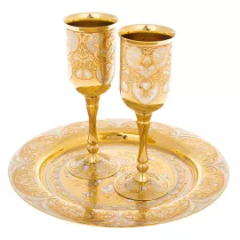 Wine set of 2 glasses on a plate, Zlatoust