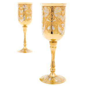 Wine set of 2 glasses on a plate, Zlatoust