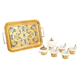 Сервиз чайный "Ландыш" малахит, эмаль Сервиз чайный "Ландыш" малахит, эмаль