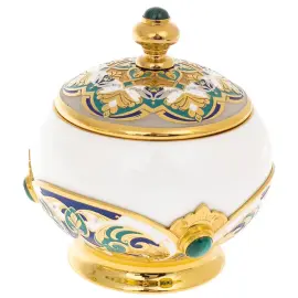 Сервиз чайный "Ландыш" малахит, эмаль Сервиз чайный "Ландыш" малахит, эмаль