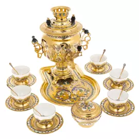 Чайный набор с самоваром на 6 персон, Златоуст