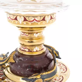 Набор для водки с икорнцей "Дары Нептуна" с яшмой и эмалью, Златоуст