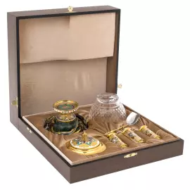 Caviar bowl on jade "Three sturgeons" with stacks, Zlatoust