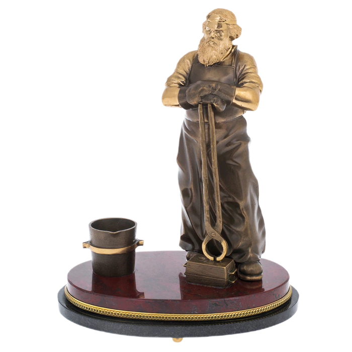 Bronze statuette "Blacksmith" on jasper