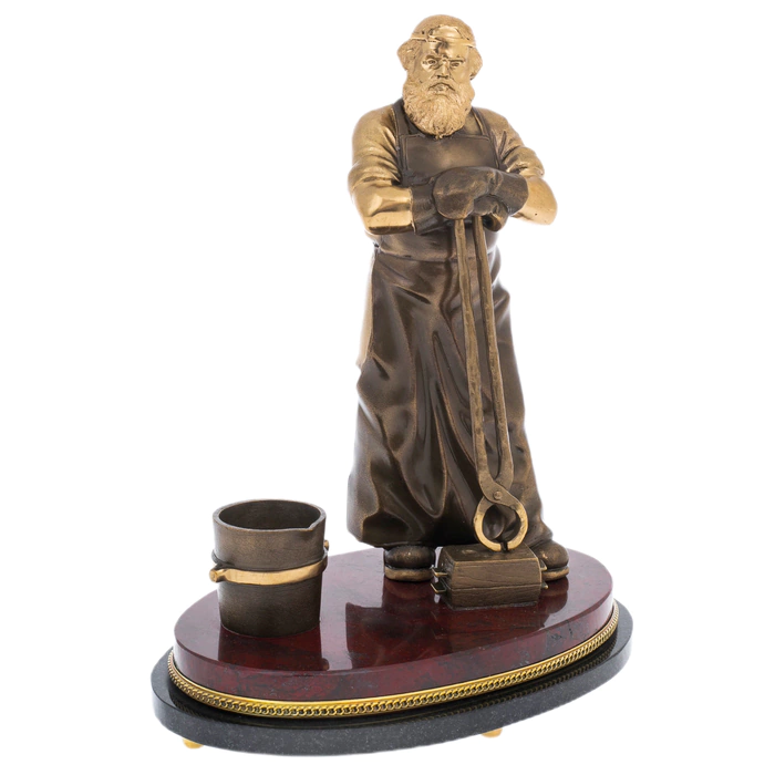 Bronze statuette "Blacksmith" on jasper