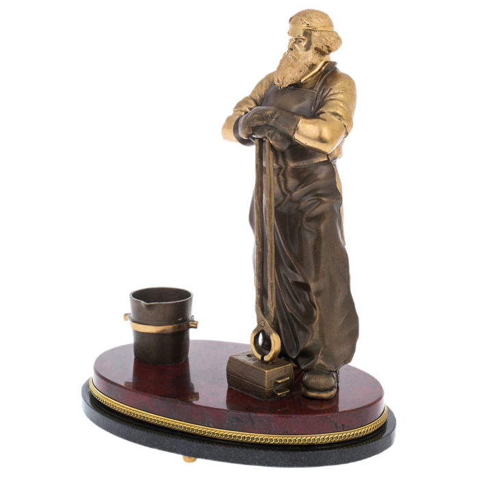 Bronze statuette "Blacksmith" on jasper