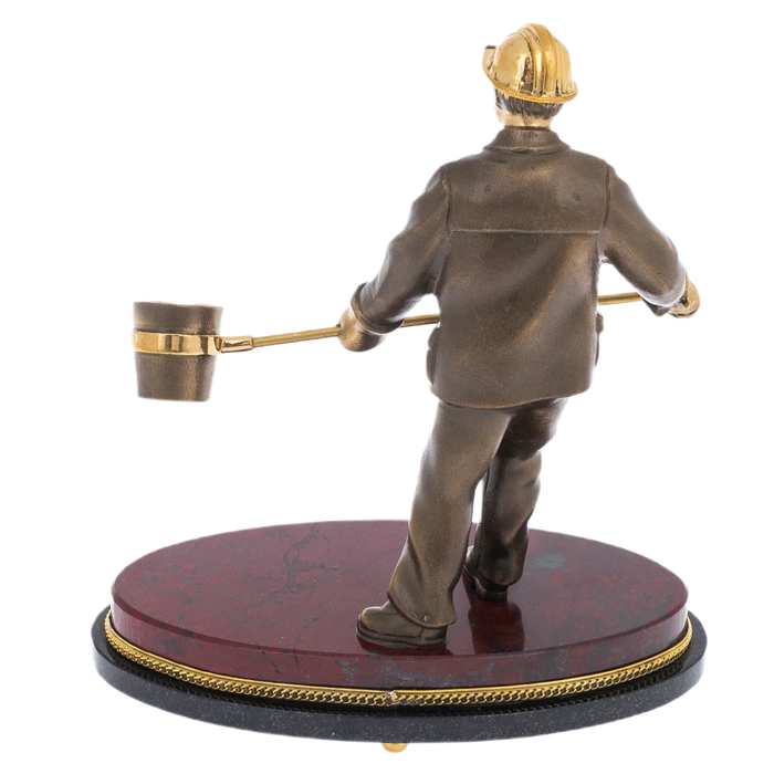 Bronze statuette "Caster with bucket" on jasper