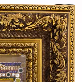 Икона с драгоценными камнями "Преподобный Серафим Саровский" с жемчугом