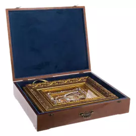 Икона с драгоценными камнями "Преподобный Серафим Саровский" с жемчугом