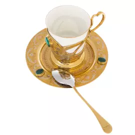 Кофейная пара "Утро" с малахитом, на 1 персону, Златоуст