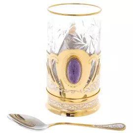 Подстаканник для чая "Чары" с чароитом, Златоуст