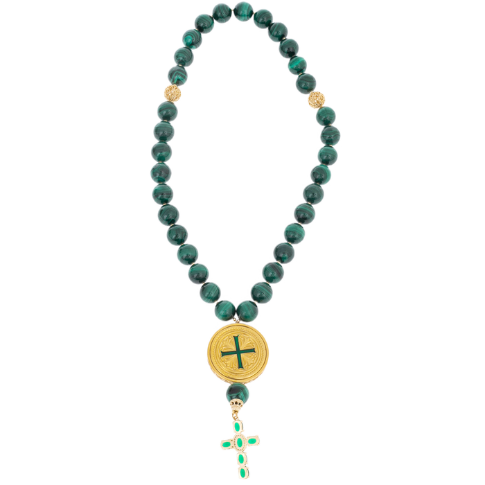 Orthodox prayer beads "Vera" with malachite, Chrysostom