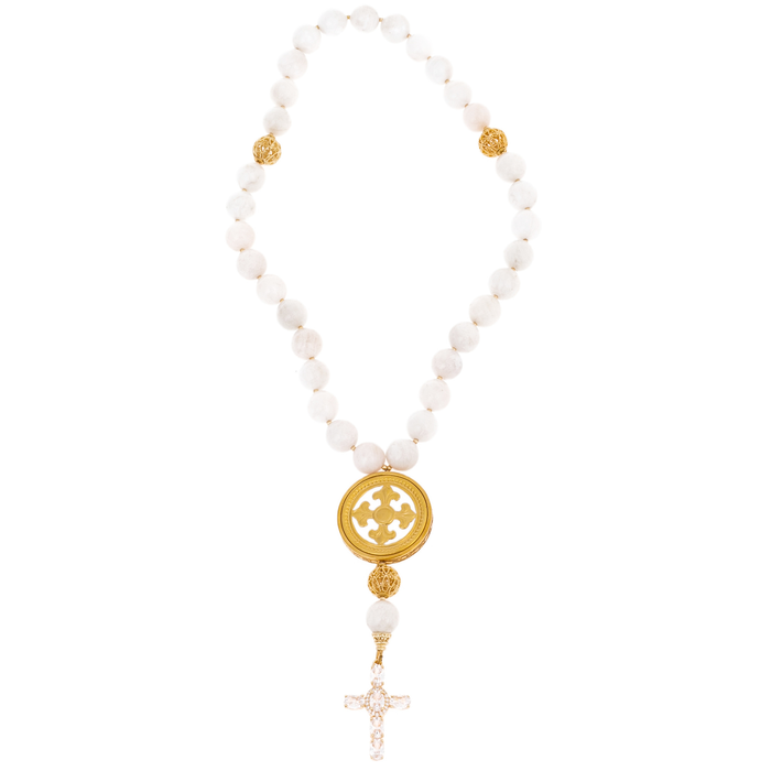 Orthodox prayer beads "Vera" with white marble, Chrysostom