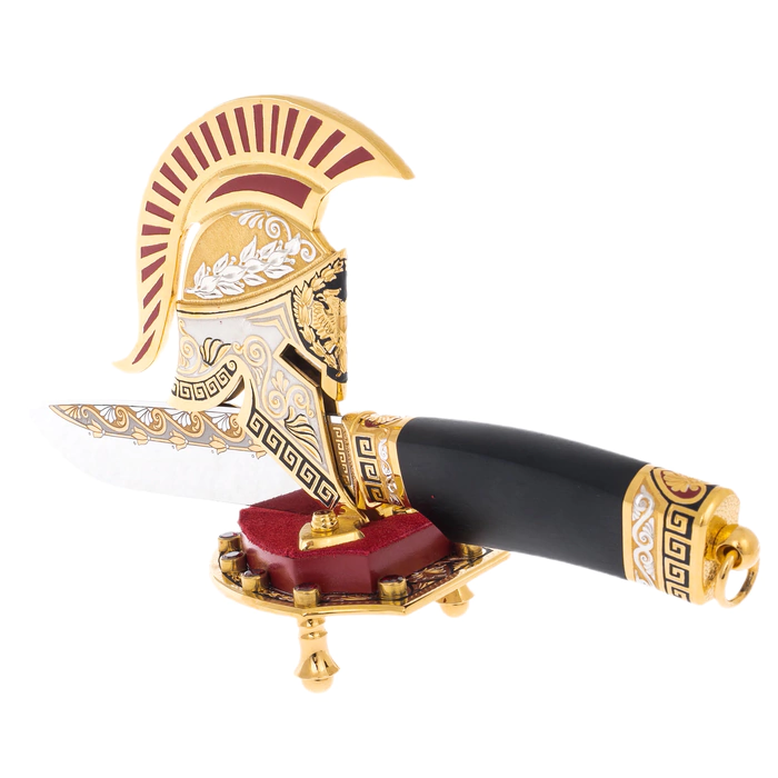 Decorative knife "Troy" on a stand, Zlatoust