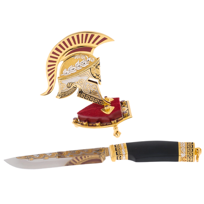 Decorative knife "Troy" on a stand, Zlatoust