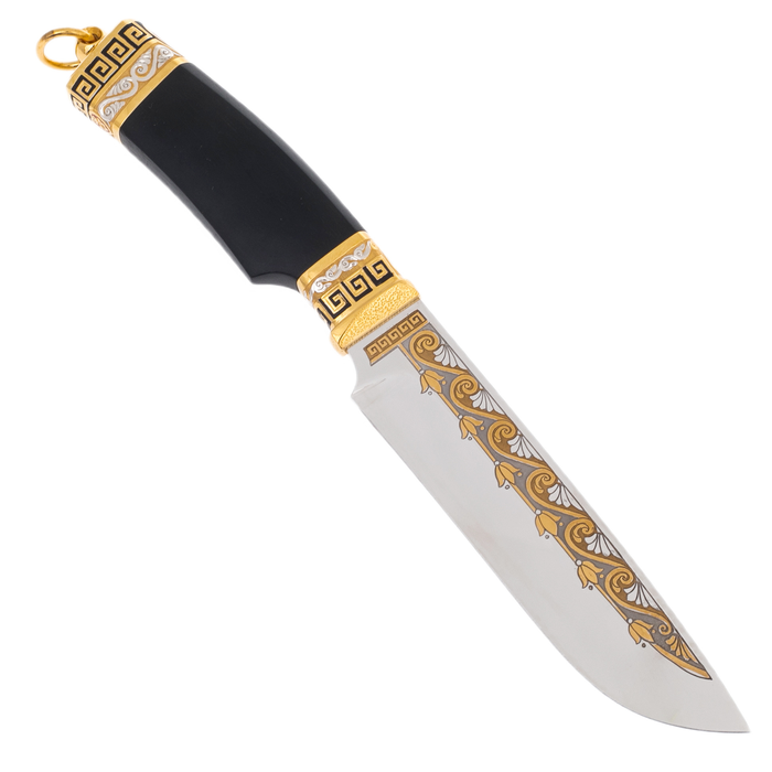 Decorative knife "Troy" on a stand, Zlatoust