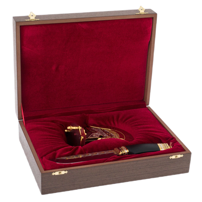 Decorative knife "Troy" on a stand, Zlatoust