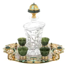 Набор для виски и коньяка "Феерия" с нефритом, на 4 персоны, Златоуст