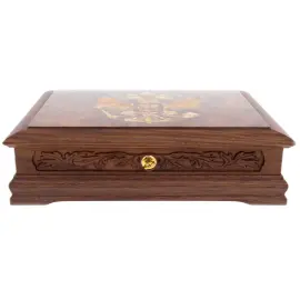 Шкатулка из ореха и янтаря "Россия"