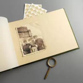 Фотоальбом из натуральной кожи "Дуб, растущий сквозь время" цвет зеленый