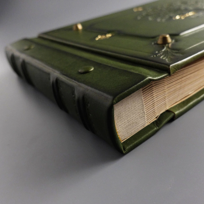 Genuine leather photo album "Oak, growing through time" color green